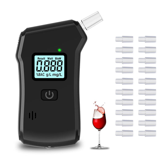 Alkotesteris ar dubulto sensoru, LCD, 20 iemutņiem automašīnai, ceļojumiem un mājām