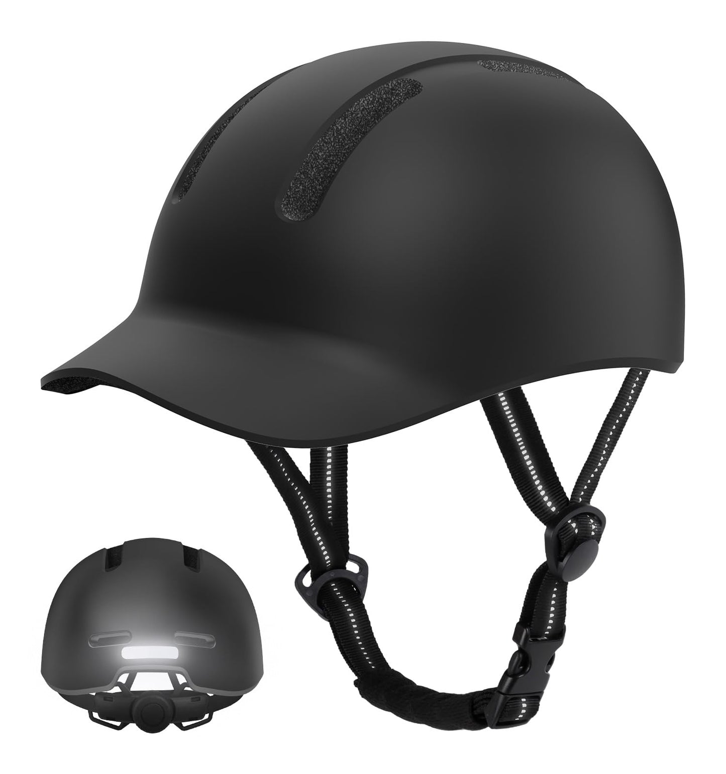 Velosipēda ķivere KINGLEAD - pilsētas komūtera ķivere vīriešiem un sievietēm - stilīga, regulējama, melna, L【55-60cm】