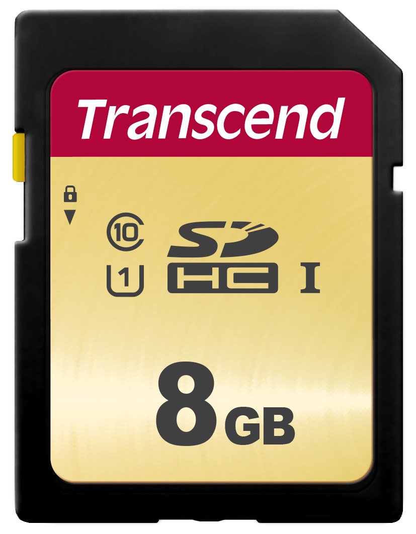 Transcend 8GB SDXC/SDHC 500S - 95 MB/s read speed, 65 MB/s write speed, high-performance memory card.
