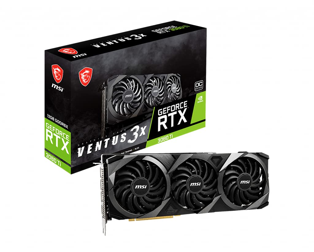 MSI GeForce RTX 3080 Ti VENTUS 3X 12G OC - NVIDIA RTX 3080 Ti, 1695 MHz GPU, 12 GB GDDR6X, black gaming graphics card