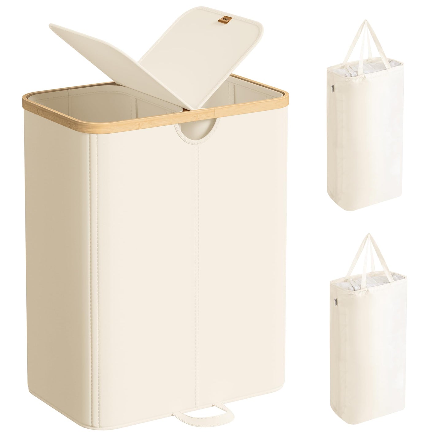 Veļas grozs SONGMICS ar 2 nodalījumiem, 150 L, ar vāku