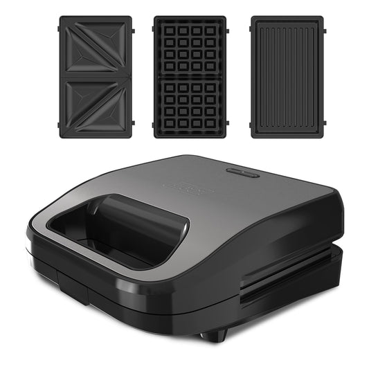 Black+Decker - Sviestmaizīšu gatavotājs 3-in-1 BXSA754E | 750W | Maināmas plāksnes sviestmaizēm, grilēšanai un vafelēm | EasyEject tehnoloģija | Pretpiedeguma pārklājums | Ātra uzsildīšana | Auksta pieskāriena | LED