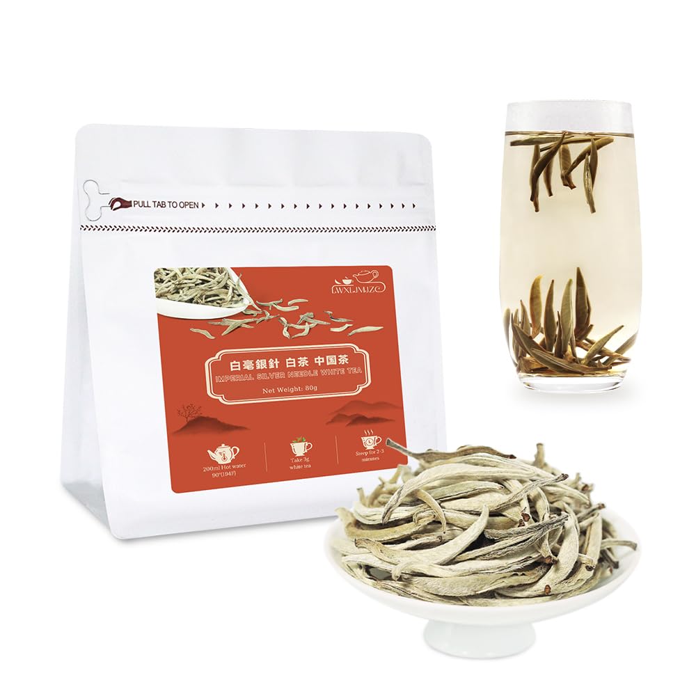 Baltais tēja Baihao Yinzhen Silver Needle, sudraba adatas baltā tēja, 80 g