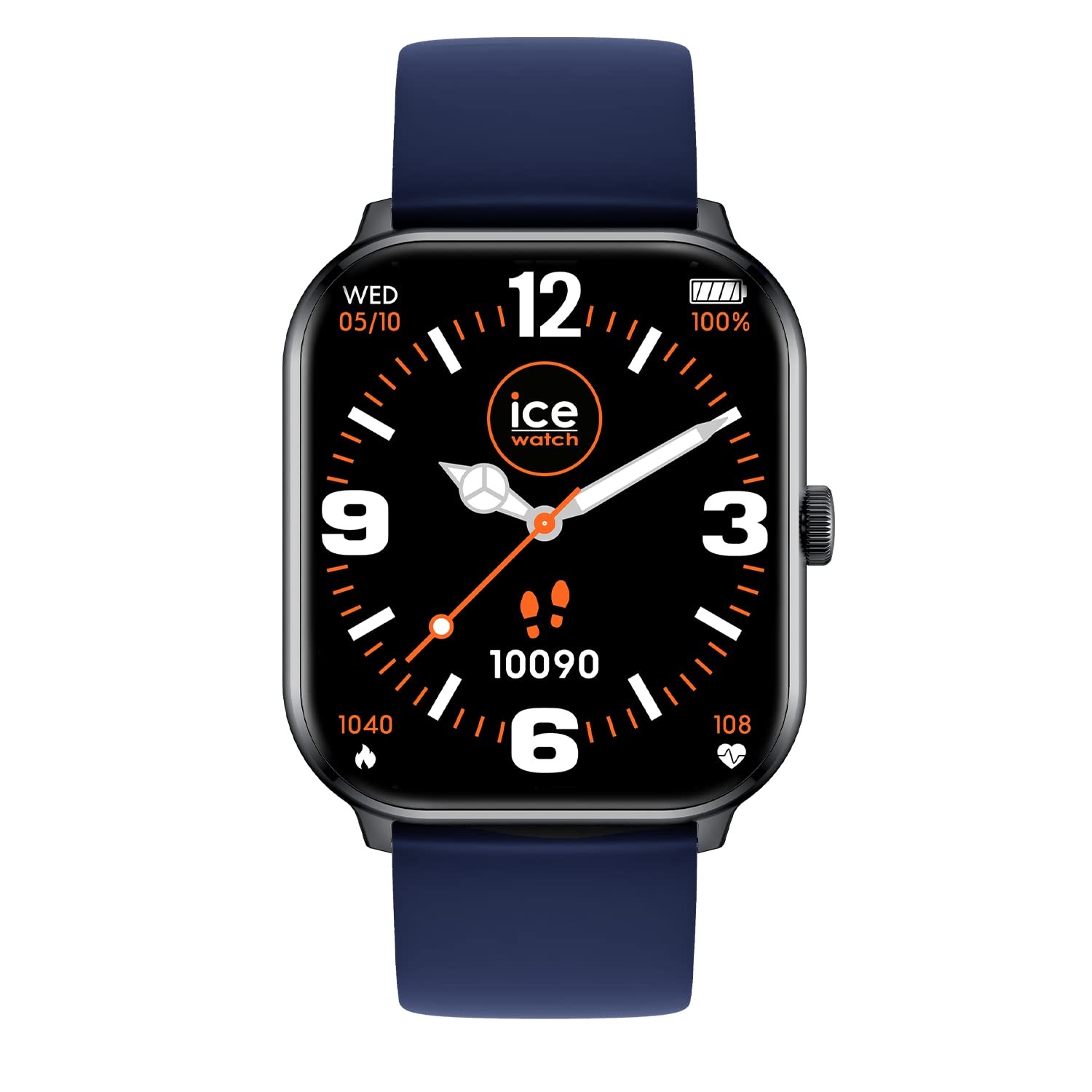 Ice-Watch ICE smart Black Navy - Men's/unisex smartwatch with silicone strap, 1.85" display, fitness tracking features.