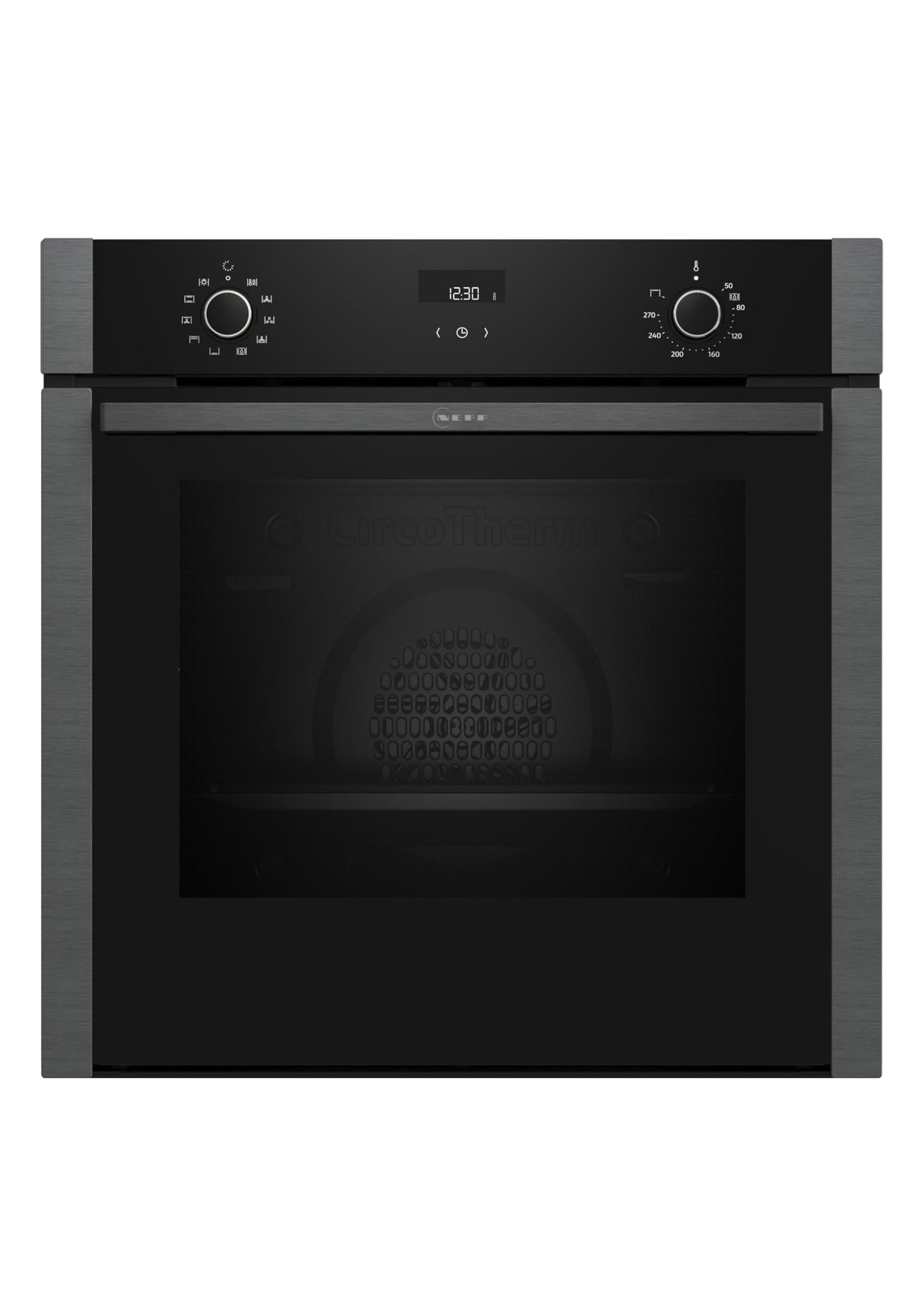 Iebūvējamā cepeškrāsns NEFF B4ACE2AG3 N50, 60 x 60 cm, Made in Germany, LCD displejs, Slide and Hide durvis, 3D karstais gaiss, CircoTherm, bērnu drošības slēdzene, ātrā uzkarsēšana, Graphite-Grey