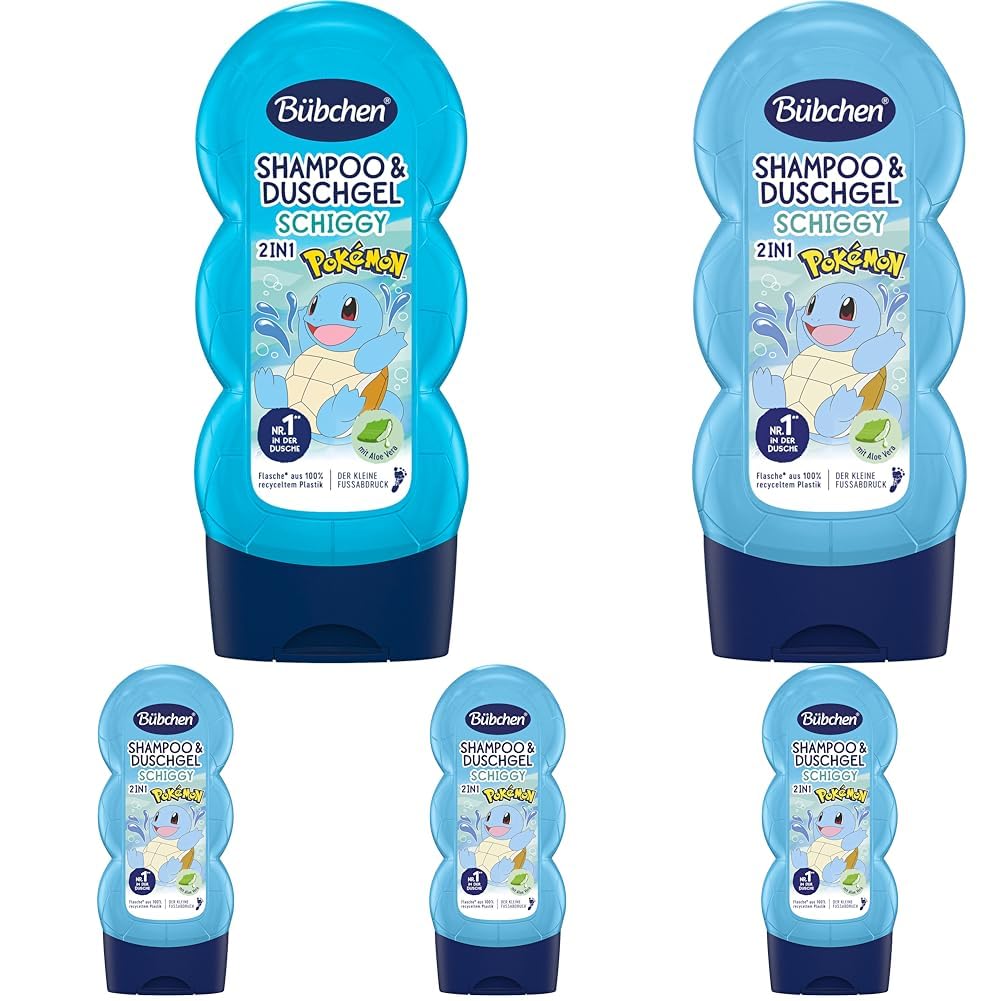 Bērnu šampūns un dušas želeja Bübchen Pokémon Schiggy Edition, 230 ml, 5 gab. iepakojumā