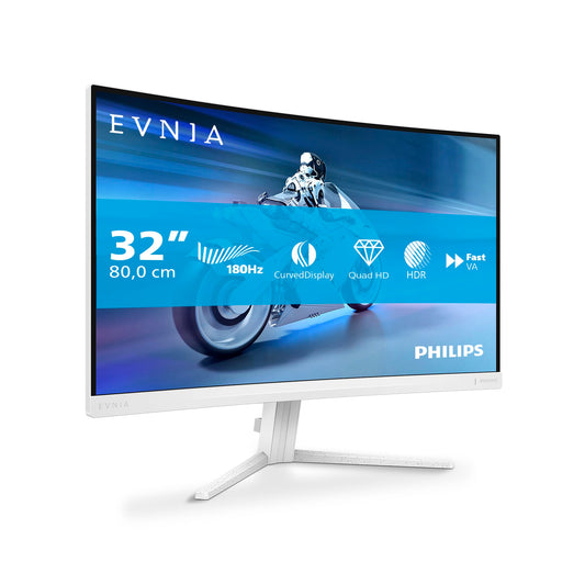 PHILIPS Evnia 32M2C5501-32 - 32" Quad HD curved gaming monitor, 180Hz, 1ms, FreeSync Premium, HDR10, Ambiglow, white