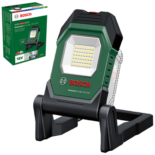 Akumulatora LED darba lampa Bosch UniversalWorkLight 18V-2100, 2100 Lumen, 3 spilgtuma līmeņi, 10 nolokāmas pozīcijas, bez akumulatora