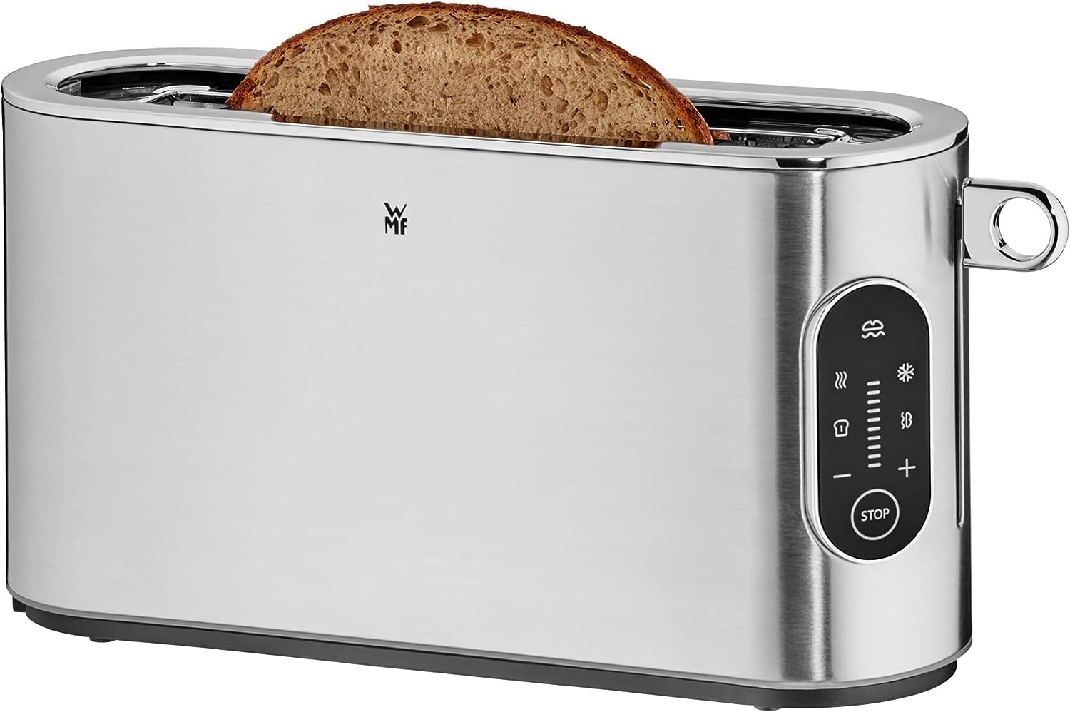 WMF Lumero tosteris 2 šķēles, garais slots ar maizes cepšanas piederumu, XXL, vienpusēja toasting, 1-šķēles poga, 10 brūnināšanas līmeņi, tosteris nerūsējošā tērauda matēts