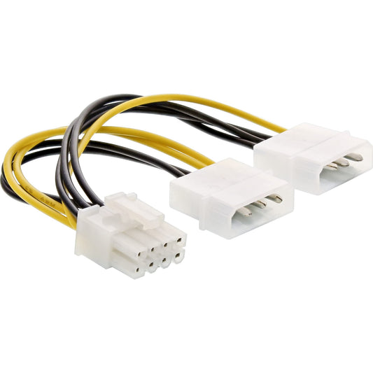 InLine 26628C iekšējais strāvas adapteris - 2x 4pol uz 8pol PCIe, 0,15m garums, ideāls grafiskajām kartēm.