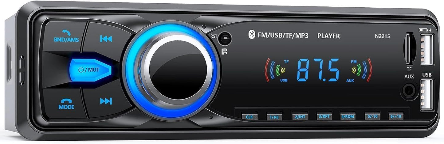 Auto magnetola 5060BT MP3 atskaņotājs ar Bluetooth, stereo, 2 USB pieslēgvietām, FM/TF/MP3 atskaņotāju, tālvadības pulti, AUX/SD, 1-DIN automagnetola ar Bluetooth brīvroku sistēmu