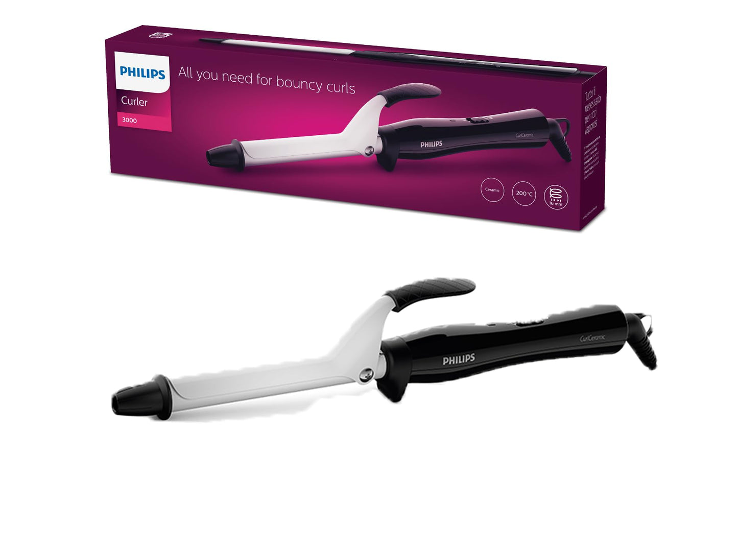 PHILIPS StyleCare Essential Lokšķēres frizūru brīviem, dabiski sprigtajiem lokiem, lokšķēres ar ātru uzsildīšanas laiku (modelis BHB862/00)