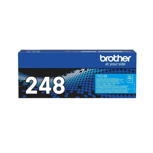 Brother TN-248C Toner Cartridge - Cyan, high yield, compatible with Brother printers, vibrant color quality.