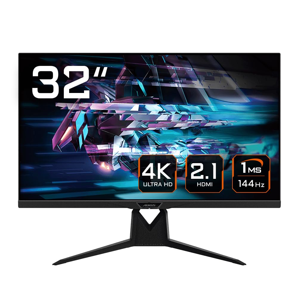 AORUS FI32U 31.5” 4K Gaming Monitor - 3840x2160 UHD, 144Hz, 1ms, FreeSync Premium Pro, HDMI 2.1, Display HDR400