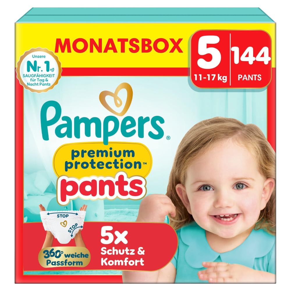 Pampers Premium Protection Pants 5. izm. Junior 11-17kg mēneša kaste 144 gab.