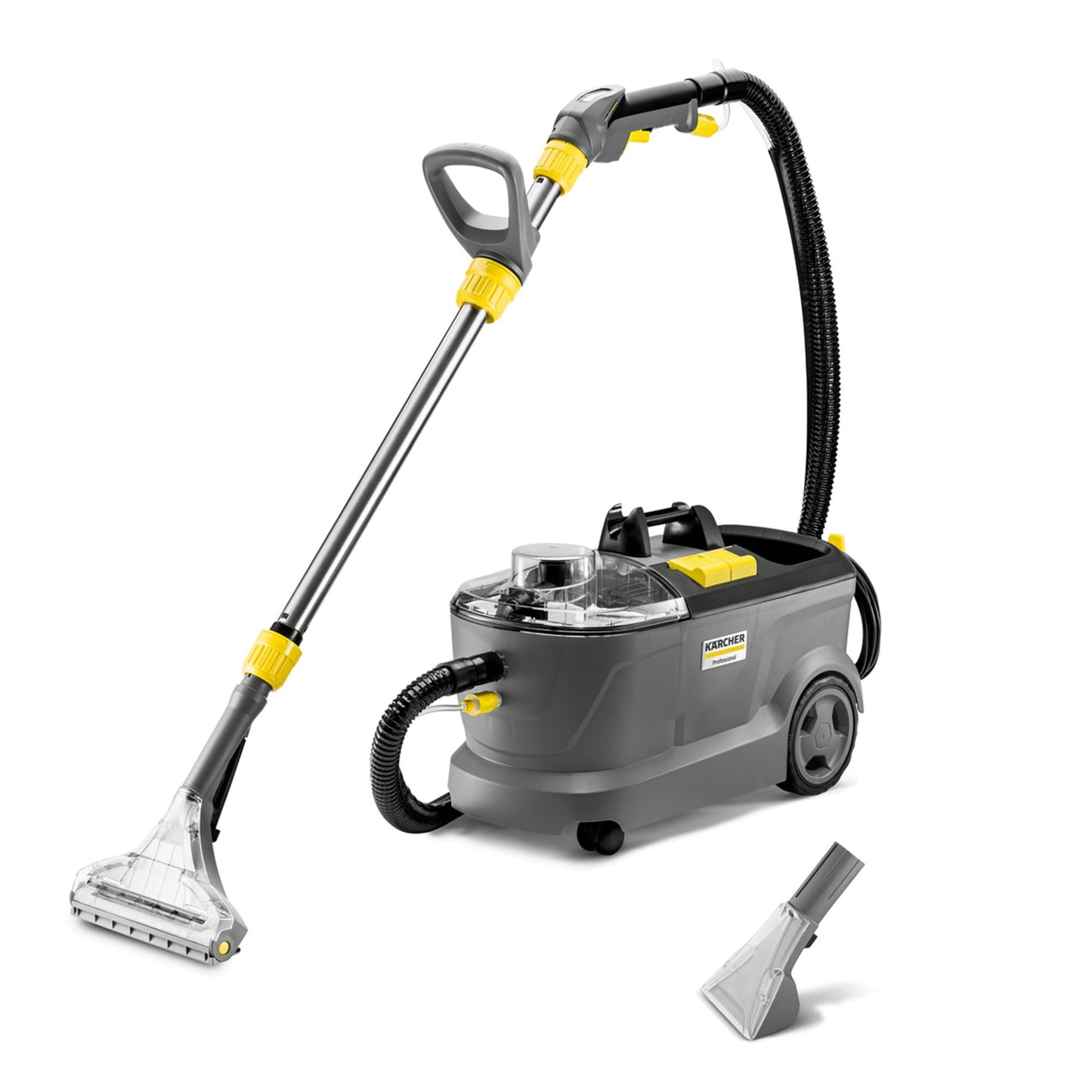 Kärcher Puzzi 10/1 Edition mazgāšanas putekļsūcējs tekstila virsmām un paklājiem, 10 l tīrā ūdens tvertne, 1 l/min, 20-25 m2/h, 10,5 kg