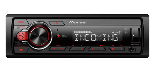 Pioneer MVH-330DAB-AN, 1DIN autoradio ar RDS un DAB+, USB, AUX ieeju, Bluetooth, mazs iebūvējamais dziļums, iekļauta DAB antena
