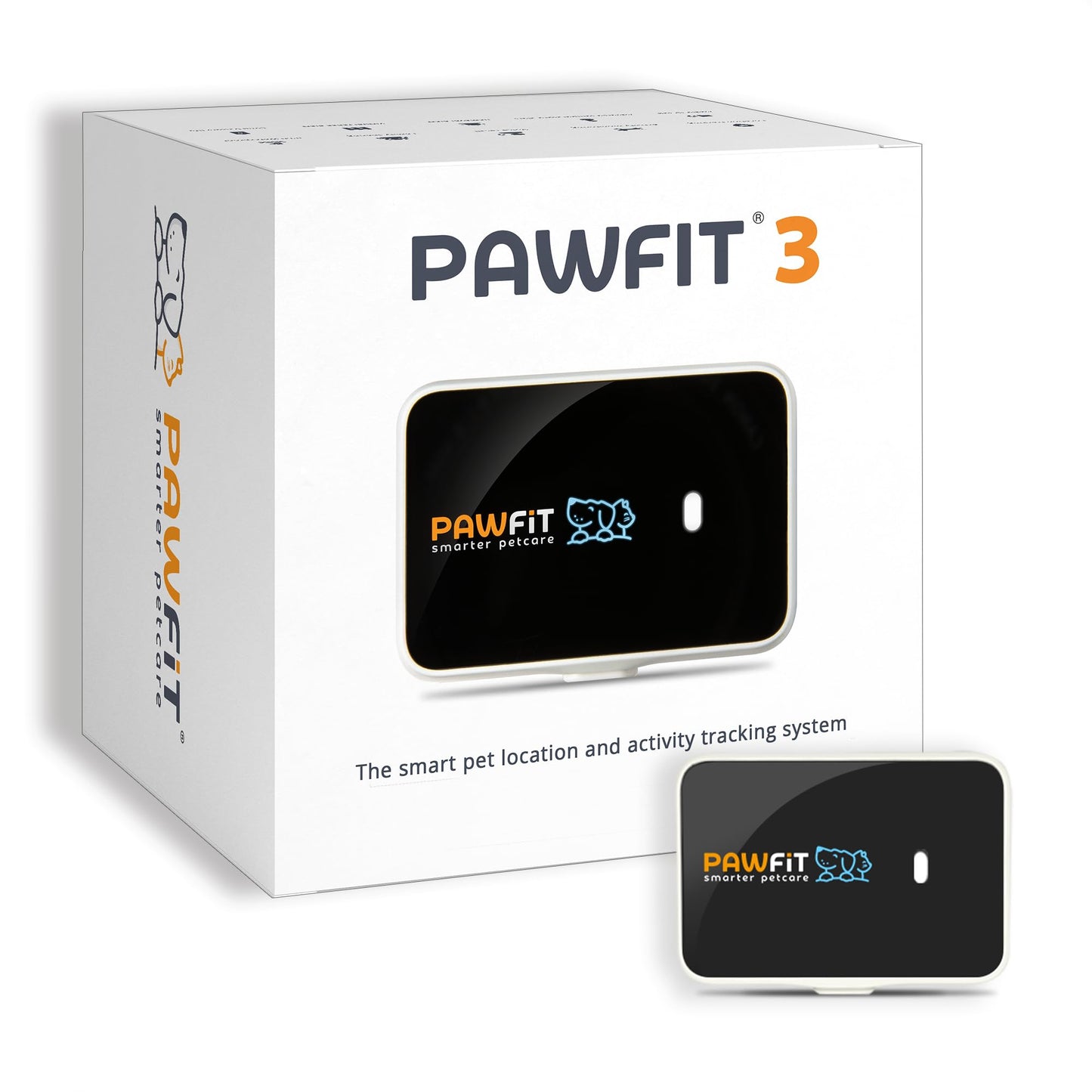 Pawfits 3 GPS izsekotājs suņiem un kaķiem, tiešsaistes satelīta vietas noteikšana visā pasaulē, aizbēgšanas brīdinājums, viedā brīdinājumu sistēma, attālinātas balss komandas, ūdensizturīgs, aktivitātes izsekošana, piemērots visām kaklasiksnām