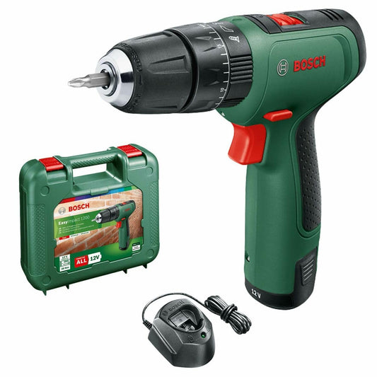 Bosch EasyImpact 1200 - 12V cordless drill with 1 battery, compact case, ideal for versatile drilling tasks.