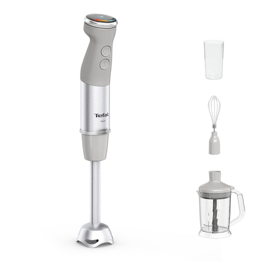 Tefal Quickchef+ 3-in-1 XL rokas mikseris/mazgātājs/putotājs, 1000 W, intuitīva ātruma regulēšana, turbo poga, Powelix asmeņu tehnoloģija, nerūsējošais tērauds, pelēks, HB67MB30