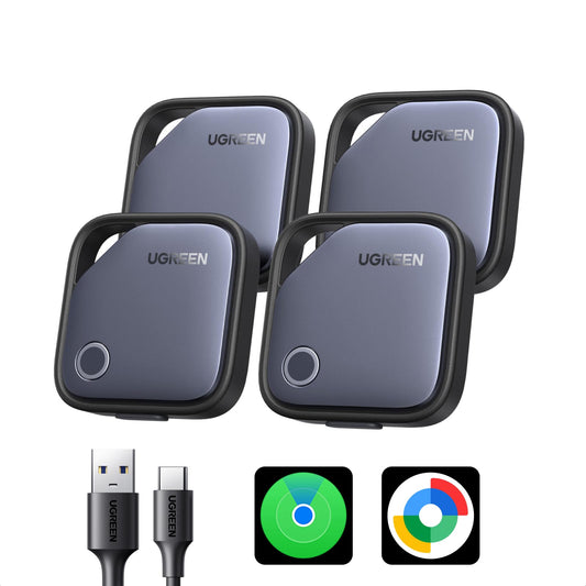 GPS trackers UGREEN FineTrack Duo 4-Pack iOS un Android, USB C uzlāde