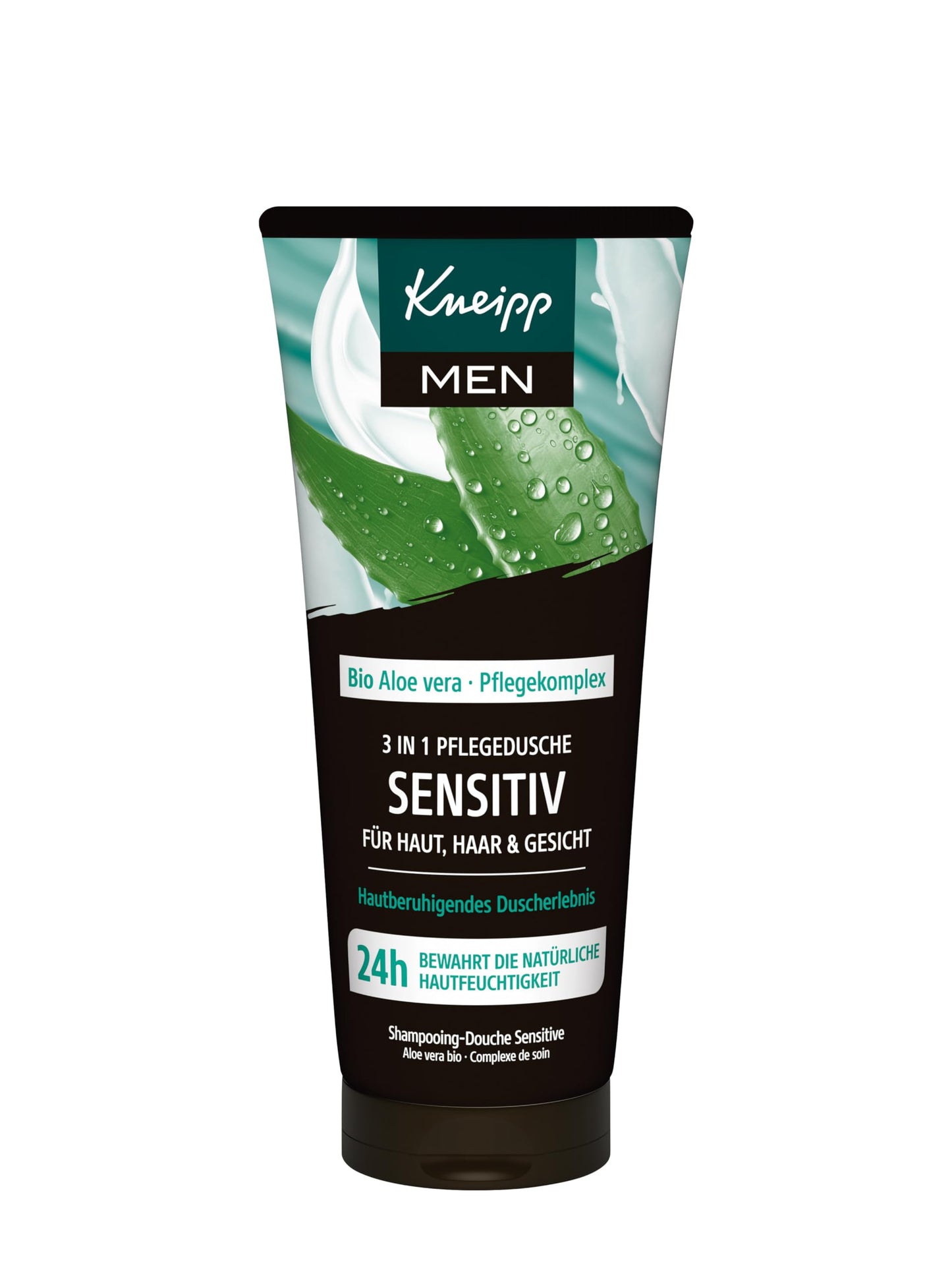 Dušas želeja Kneipp MEN 3 in 1 Sensitive ķermenim, matiem un sejai ar bio alveju, 200ml