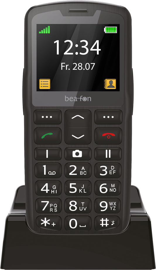 Beafon SL260 - Senior phone with SOS button, hearing aid compatible, 2.2" display, black, light signal.