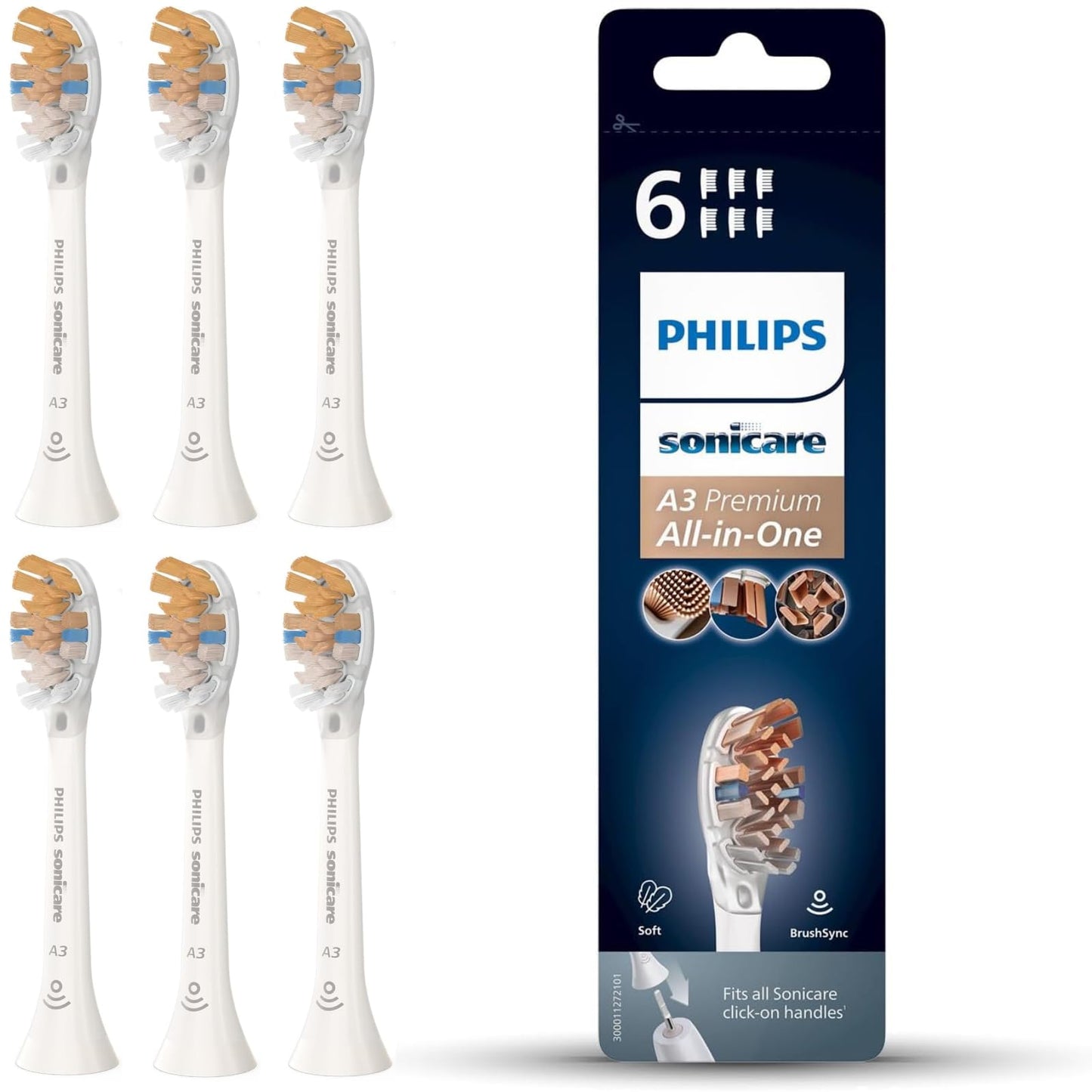 Philips Sonicare Original A3 Premium All-in-One Rezerves Suku Galviņa elektriskajai zobu birstei – Vecais produkts