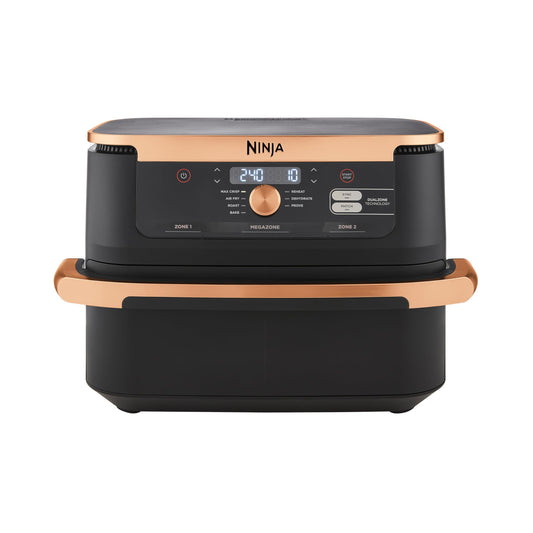 Ninja Foodi FlexDrawer Dual Zone Airfryer - 10.4L, removable divider, non-stick, dishwasher-safe, 7-in-1, black and copper.