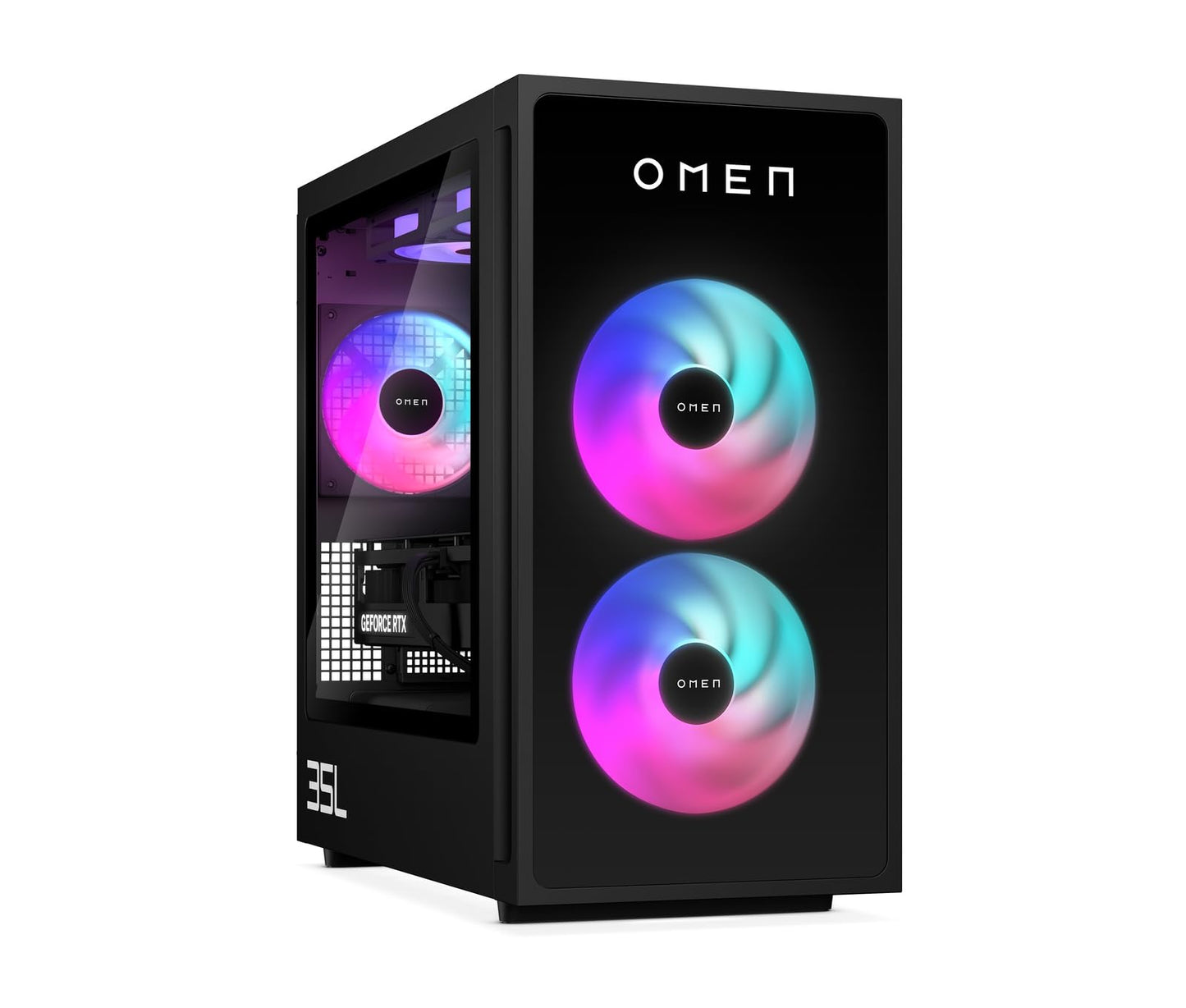 HP Omen GT16-0278ng 35L spēļu galddators, AMD Ryzen 7 8700F, 32 GB DDR5-SDRAM, 2 TB SSD, NVIDIA GeForce RTX 5070 Ti, torņa dators, Windows 11 Home, melns metāls ar stikla priekšpaneli