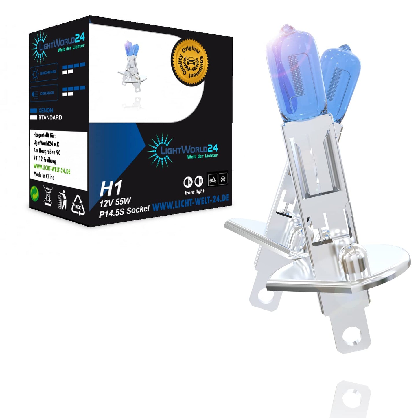 LIGHTWORLD24 H1 halogēna priekšējo lukturu lampa 12V 55W Xenon izskats 2 gab.