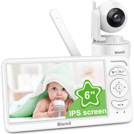 Blemil bērnu monitors ar kameru,6 Zoll IPS displejs bērnu monitors bez WLAN