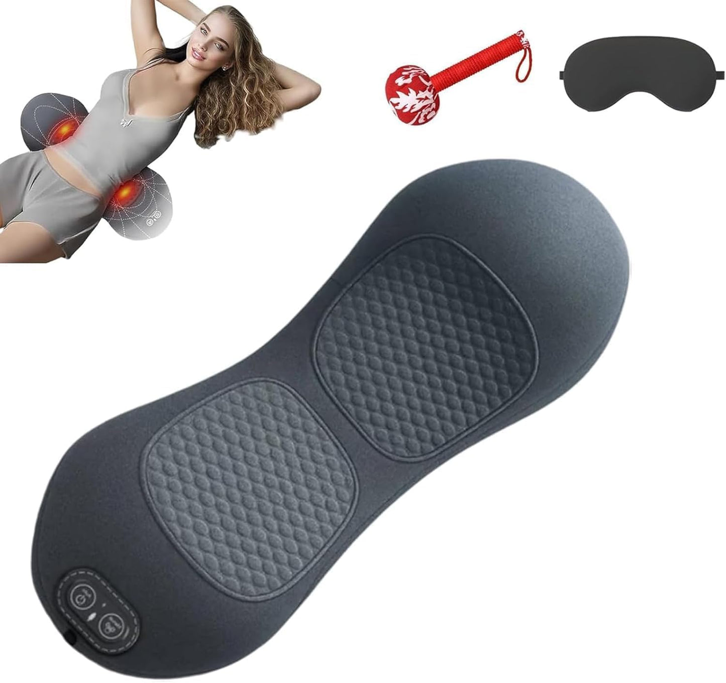 Muguras masāžas spilvens Nuviva 3-in-1 Deep Comfort ar sildīšanu, vibrāciju un jostasvietas atbalstu, 135° ergonomisks izliekums, 2 versijas, birojam un mājām, melns, akumulators