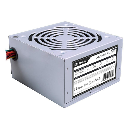 UNYKAch ATX 500W - 500W power supply, 230V, 50-60Hz, 28A, efficient and reliable performance.