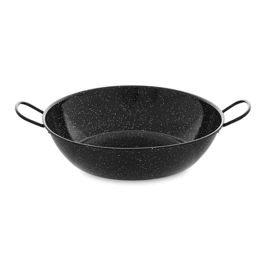 La Valenciana 34 cm Black Enamel Coated Frying Pan - Stainless Steel, Two Handles, Durable Cookware