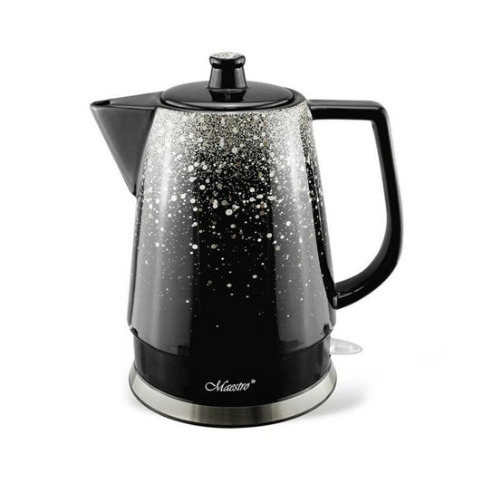 Feel Maestro tējkanna MR-074 - melna sudraba keramika, 1500 W, 1,5 l, ātra vārīšana, elegants dizains