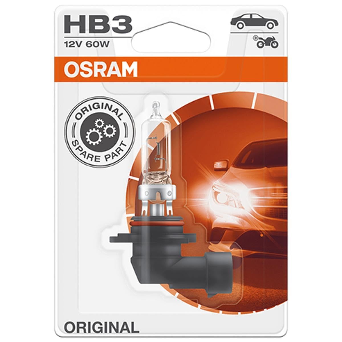 OSRAM HB3 Spuldze Tālās gaismas 60W 3200K Tālās gaismas halogēna spuldze 9005-01B