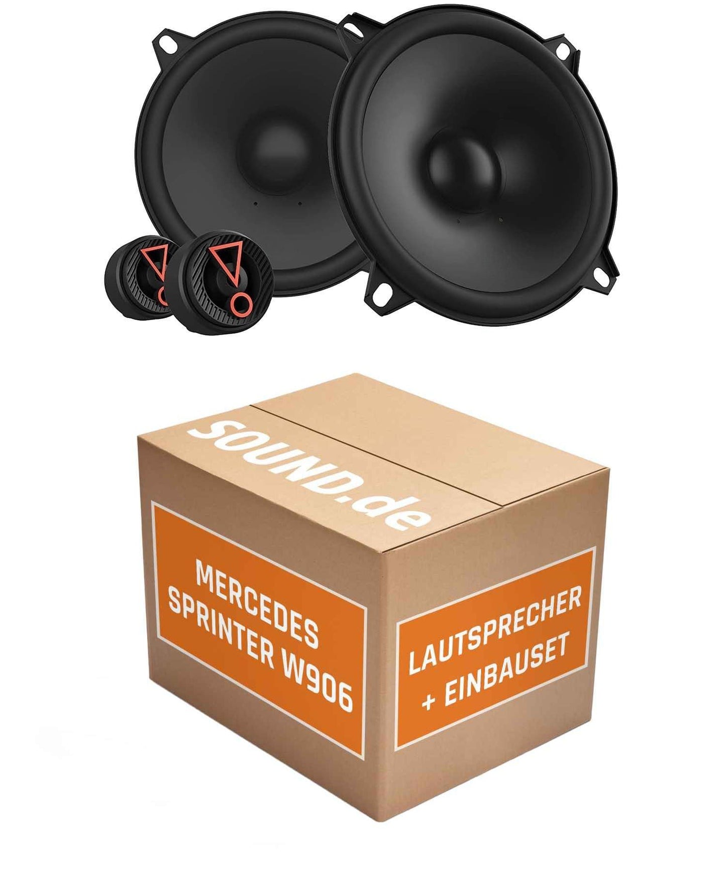 Auto skaļruņu uzstādīšanas komplekts JBL Stage3 507CF saderīgs ar Mercedes Sprinter W906 priekšā, 2X zemfrekvenču/vidējo frekvenču skaļruņi 2X augstfrekvenču skaļruņi