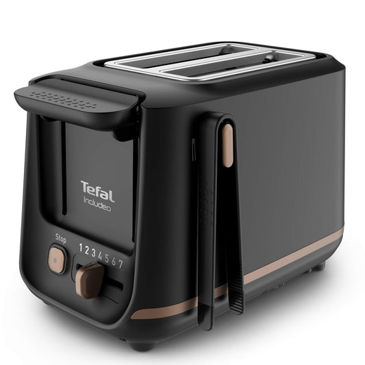 Tefal tosteris ar 2 slotiem, ieskaitot magnētiskās skavas, lielas vadības ierīces, 7 brūnināšanas līmeņi, izņemama drupaču atvilktne, pacelšanas funkcija TT533811, melns