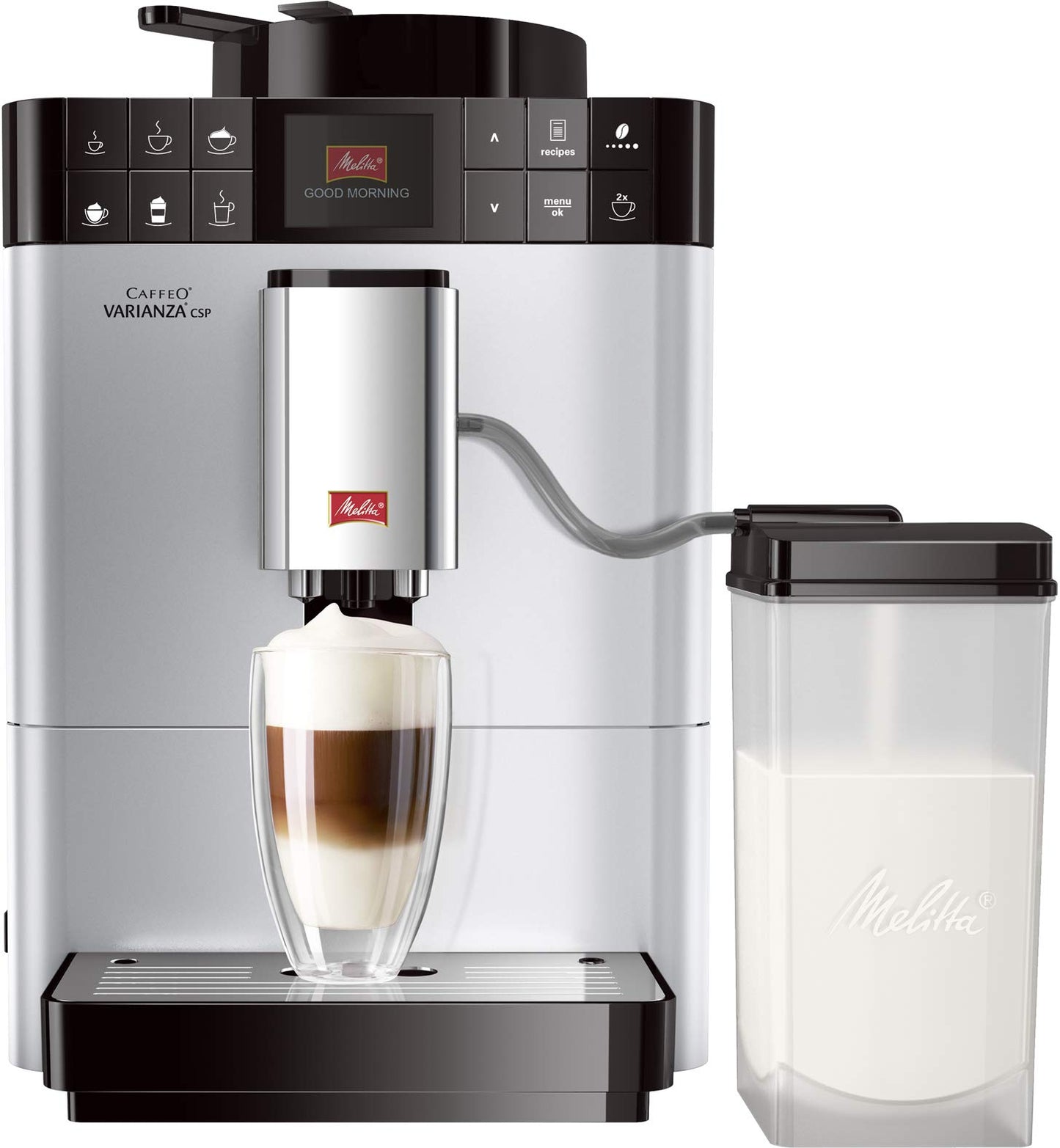 Melitta Caffeo Varianza CSP F570-101 - pilnībā automātiska kafijas automāts, piena tvertne, One Touch, 1,2l, sudrabs