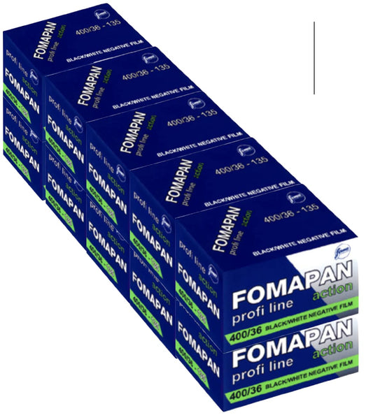 Foma 10 gabalu komplekts FOMAPAN Action 400 135/36 MELNS/BALTS maza formāta filma, FO11502-10