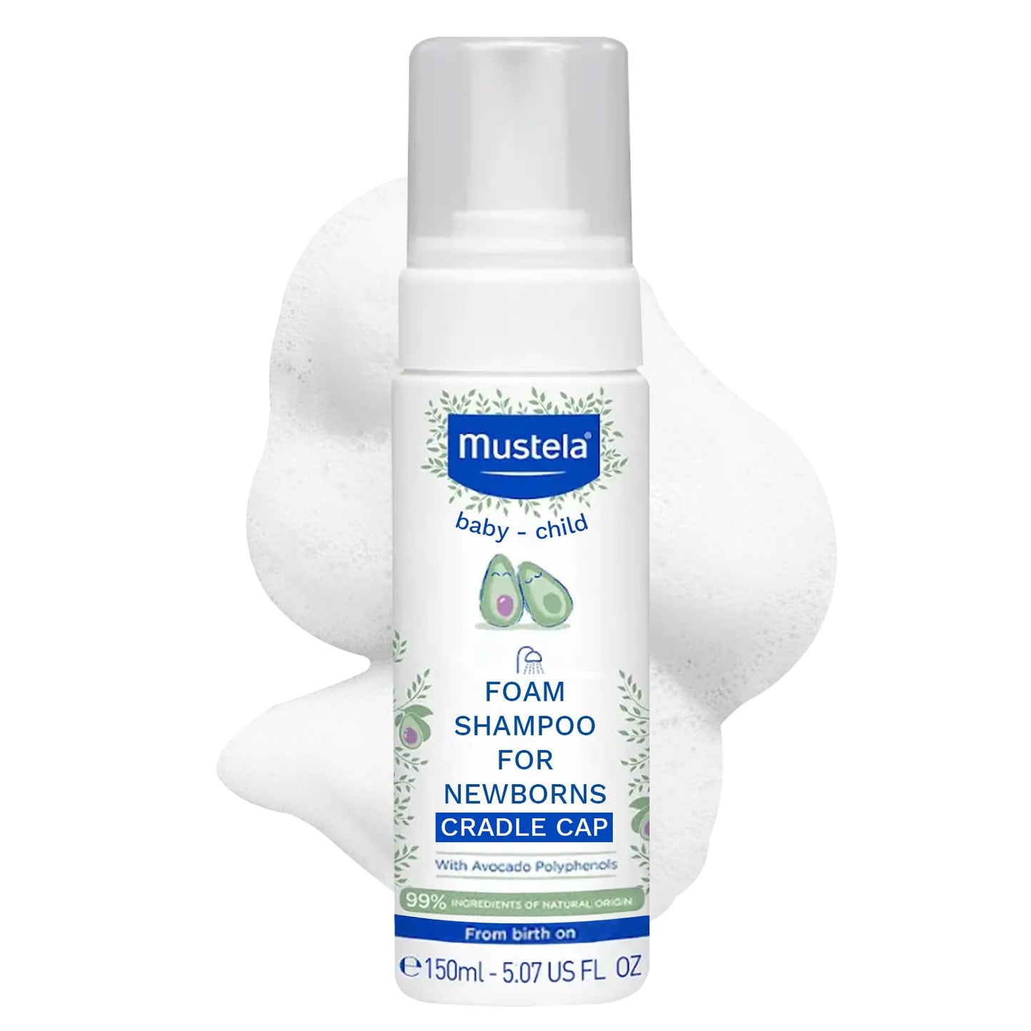 Putas veidojošs šampūns jaundzimušajiem Mustela, 150 ml