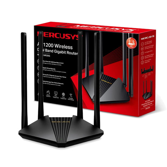 Mercusys MR30G bezvadu maršrutētājs Gigabit Ethernet divjoslu (2.4 GHz / 5 GHz) melns