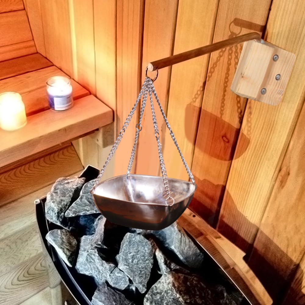 Saunas aromāta trauks MOUMOUTEN 20cm no nerūsējošā tērauda ēteriskajām eļļām ar sienas stiprinājumu