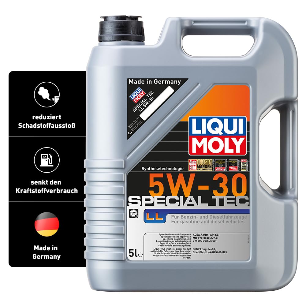 Motoreļļa LIQUI MOLY Special Tec LL 5W-30 5 L, sintēzes tehnoloģija, 5 litri, Art.-Nr.: 1193