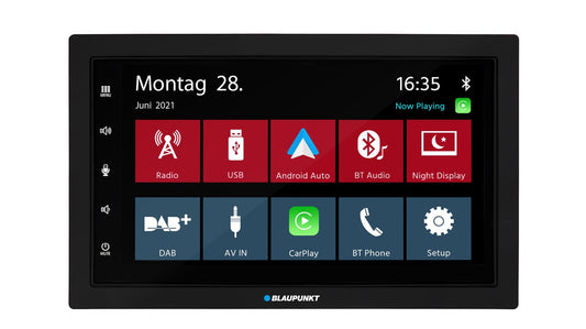 Blaupunkt Oslo 600 DAB, 2-DIN auto multimedijs, 7 collu skārienekrāns, bezvadu CarPlay, bezvadu Android Auto, DAB+, Bluetooth, brīvroku ierīce, USB, atpakaļskata kameras ieeja, 180 vati