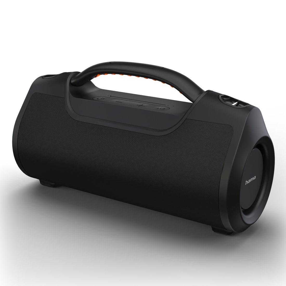 Hama mobilais skaļrunis bezvadu (ūdensizturīgs IPX6, stereo, Bluetooth 5.0, portatīvs, 60W, brīvroku sistēma, izturīga akumulators, ballītēm, iebūvēta powerbank, Mini Jack 3,5mm, AUX) melns