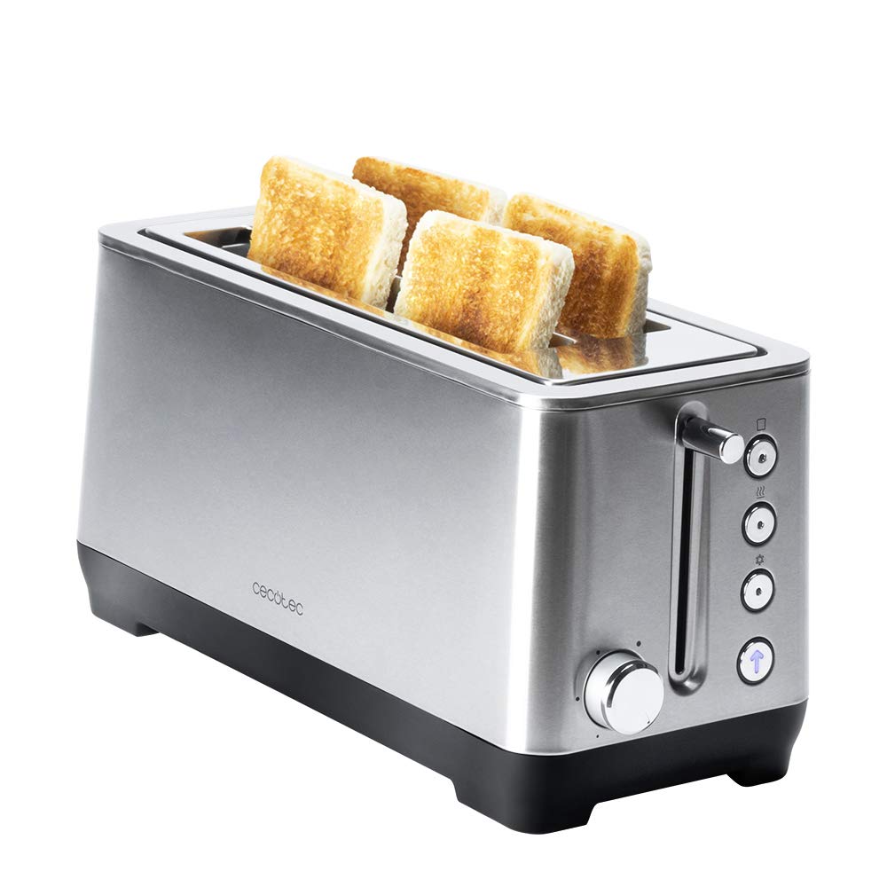 Cecotec tosteris BigToast Extra Double. 2 papildu platās garās vietas, jauda 1600 W, 4 iepriekš iestatītas funkcijas, 6 jaudas līmeņi.