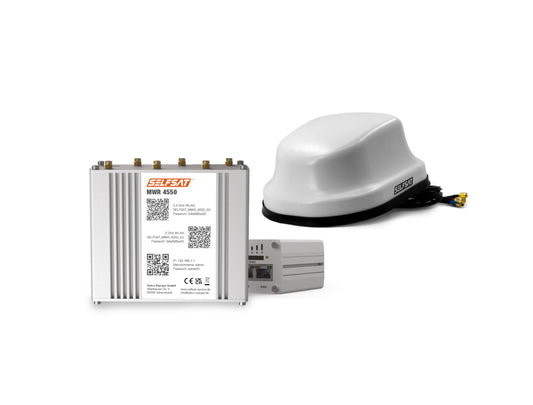 SELFSAT MWR 4550 balts (4G / LTE un WLAN interneta maršrutētājs līdz 300 Mbps, ieskaitot 4G/5G gatavu jumta antenu), saderīgs ar Starlink
