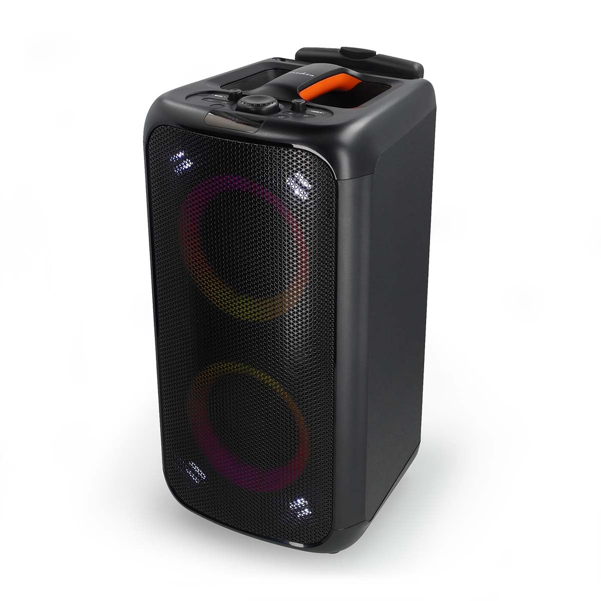 Nedis Bluetooth ballīšu skaļrunis - maksimālā akumulatora darbības laiks: 5 stundas - 240 W - rokturis - ballīšu gaisma - ekvalaizers - oranža/melna